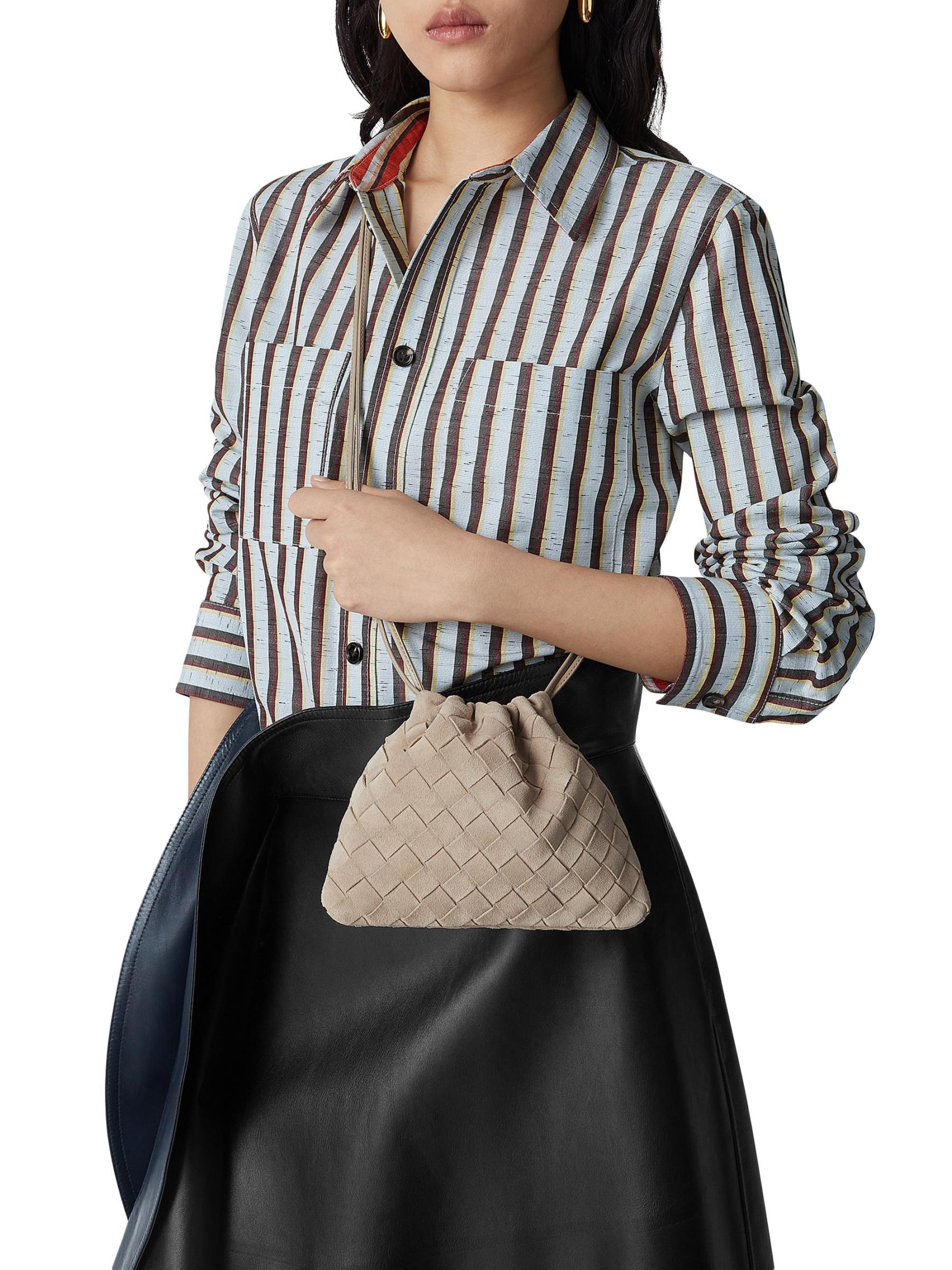 Shop Bottega Veneta - Small Dustbag Intrecciato Suede Crossbody