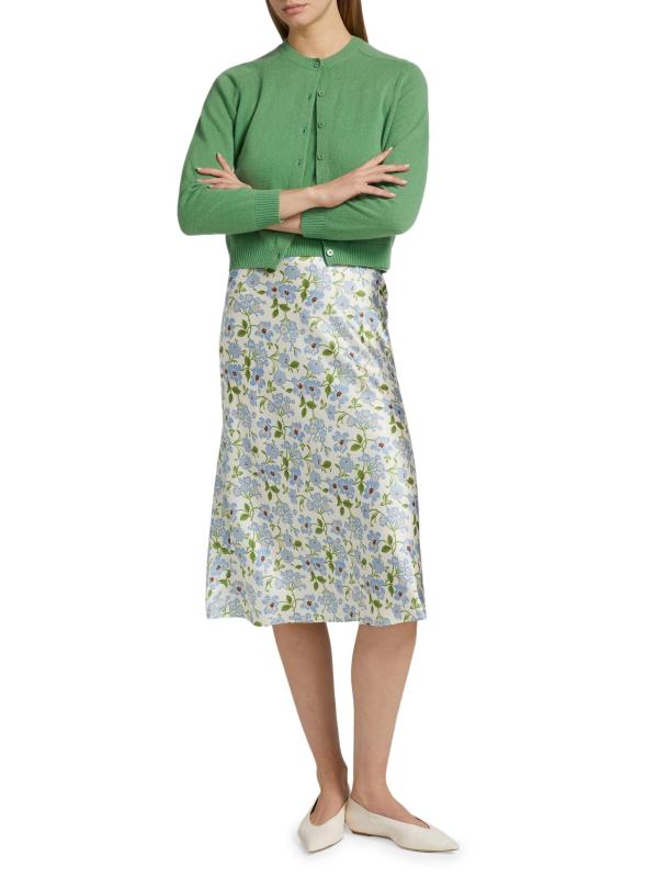 #7: كارديجان كلودين من الكشمير برقبة مستديرة وأزرار أمامية - أخضر كيلي فاتح