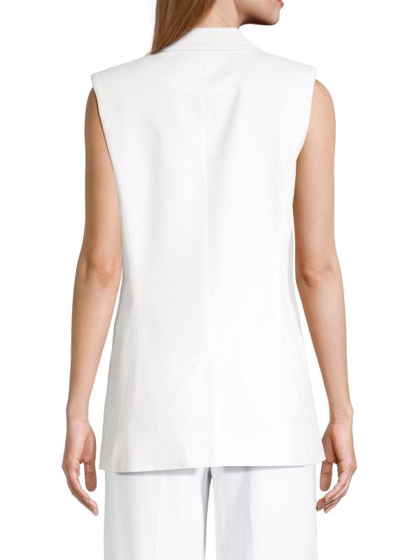 #4: بليزر بدون أكمام وحيد الصدر - أبيض