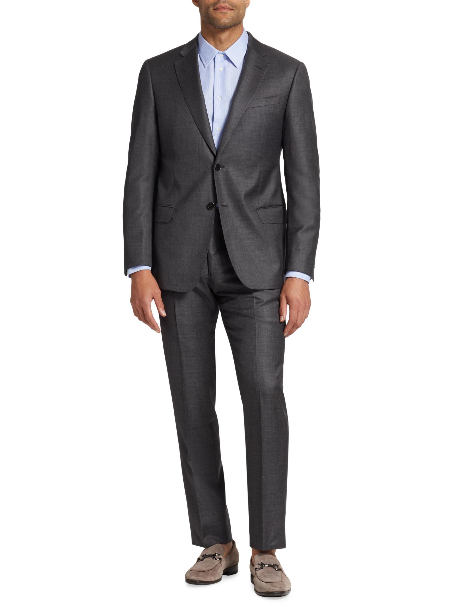 Emporio Armani - Gラインウールシングルブレストスーツ をオンライン