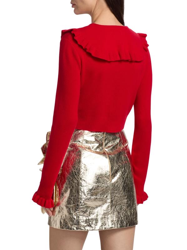 #4: كارديغان كاموميلا مكشكش من الصوف والكشمير - أحمر