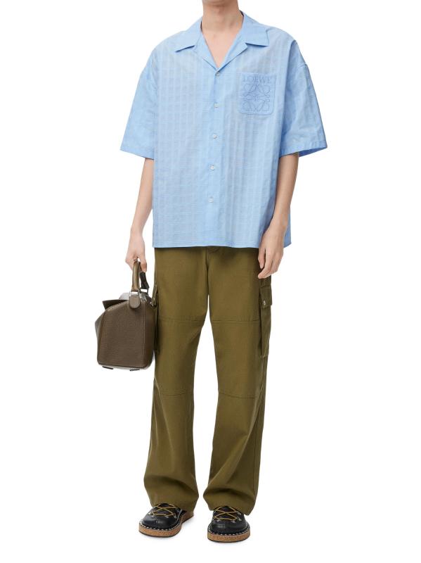 #5: قميص كامب من القطن المخلوط بشعار الماركة - أزرق فاتح