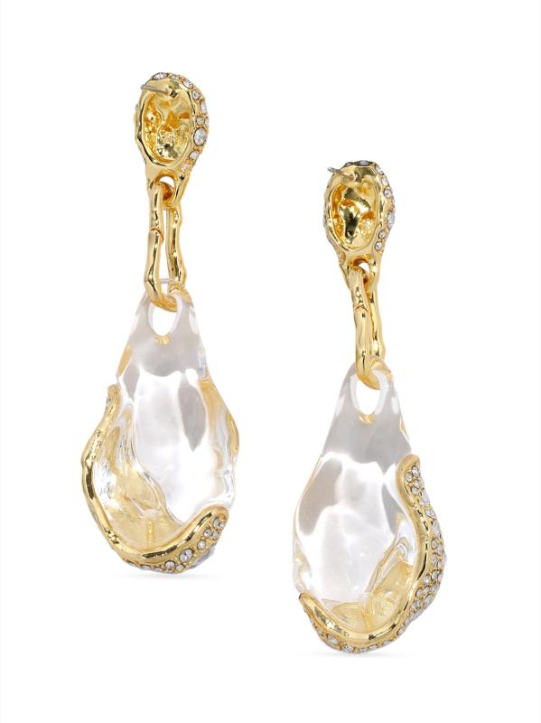 #3: أقراط متدلية من اللوسيت والكريستال ومطلية بالذهب عيار 14 قيراطًا - واضح