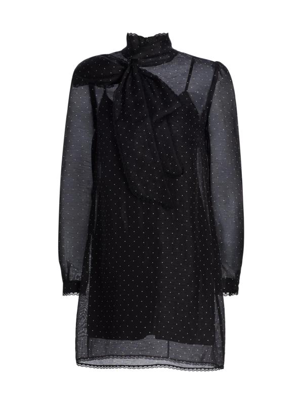 فستان دريم بولكا دوت قصير بياقة مستديرة