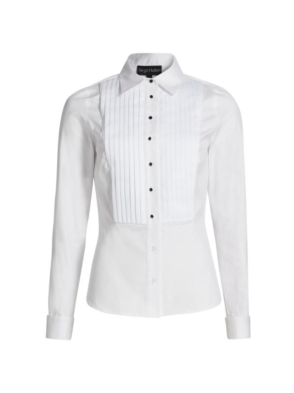 قميص توكسيدو من القطن بطيات