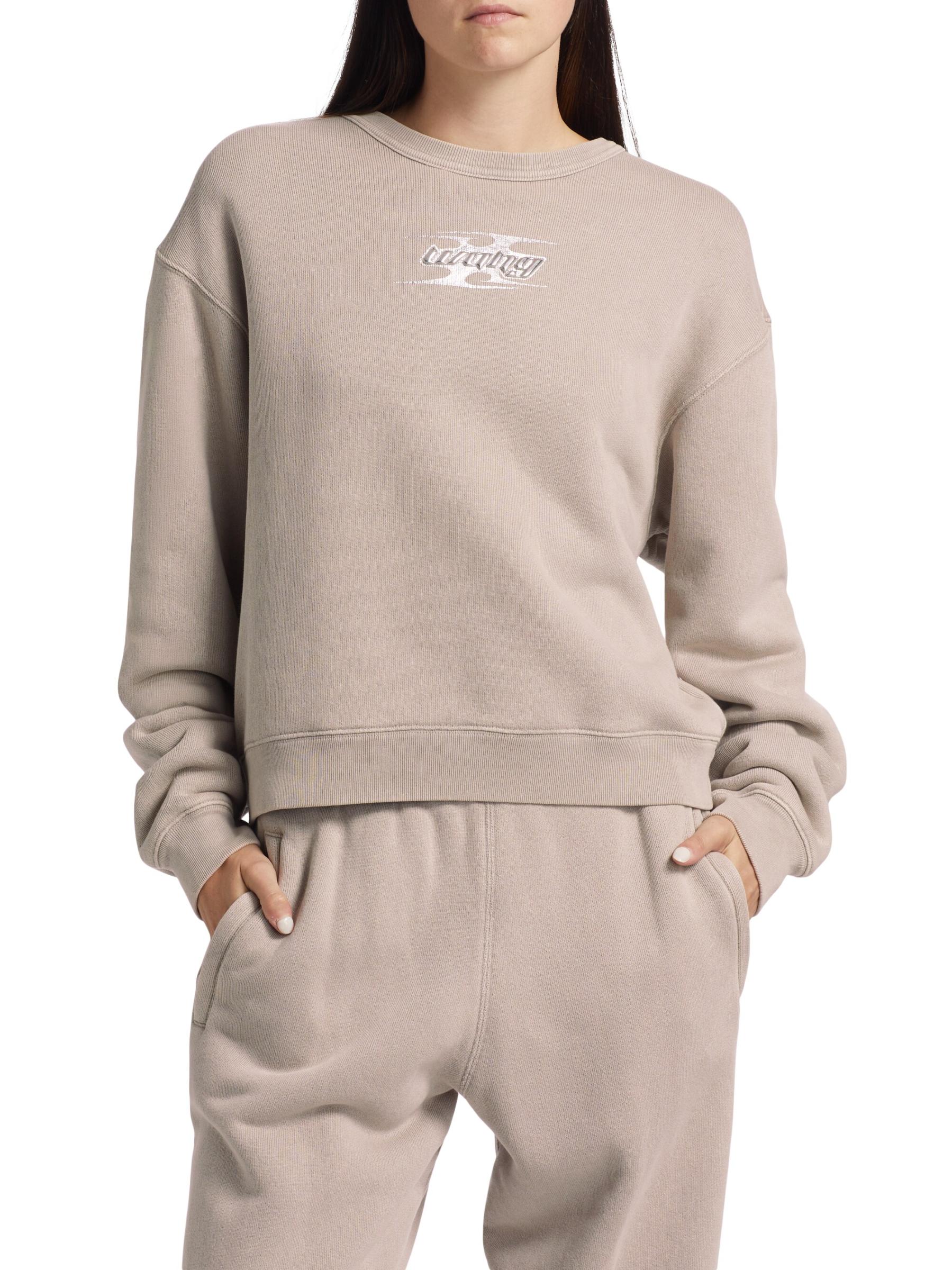 【関税&送料込】Alexanderwang.T Sweatshirt With Logo logo EMBROIDERED oversized sweatshirt in cotton in BLACK