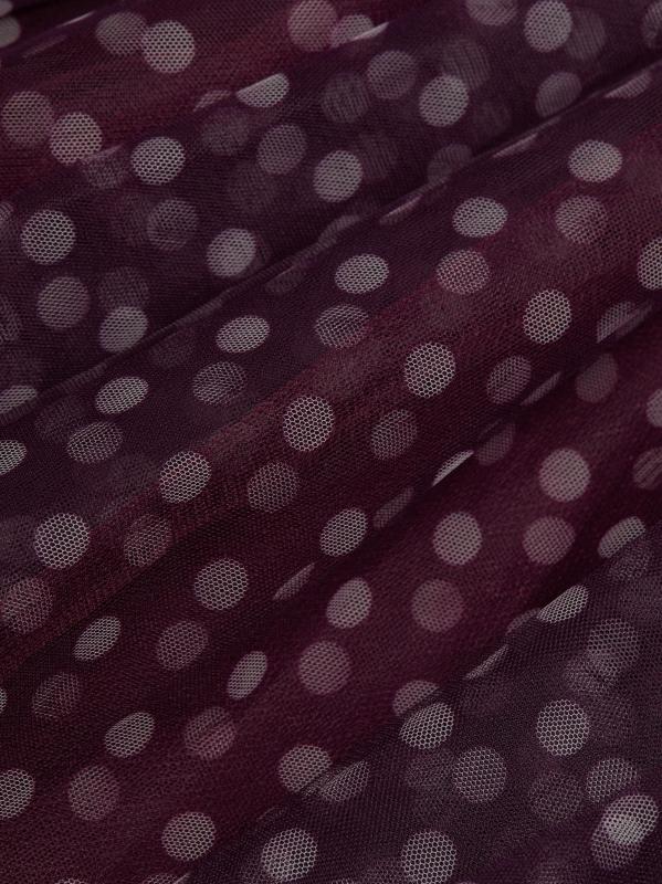 #6: تنورة سيلي كاميل بولكا دوت متوسطة الطول - الحجر الجيري البرقوق العميق