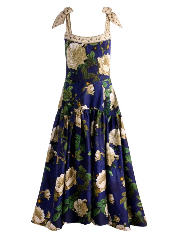 فستان متوسط الطول على شكل حرف A من روزالي فلورال بوستير