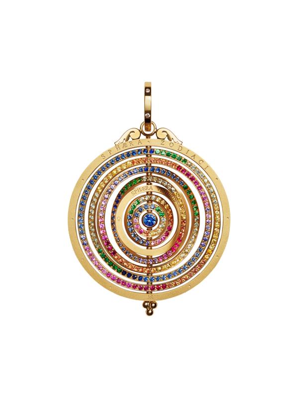 Florence86 قلادة تولوميو من الذهب الأصفر عيار 18 قيراط والماس والأحجار المختلطة