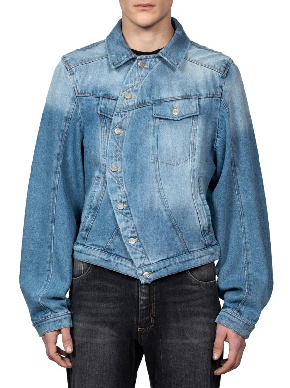 EGONLAB Wrapped デニムジャケット EGONlab Blue Wrapped Denim Jacket EGONlab