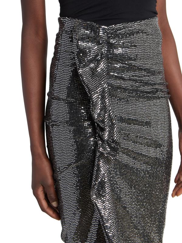 スカート Marant Etoile Dolene Skirt MARANT ÉTOILE Dolene ruched metallic stretch-jersey midi
