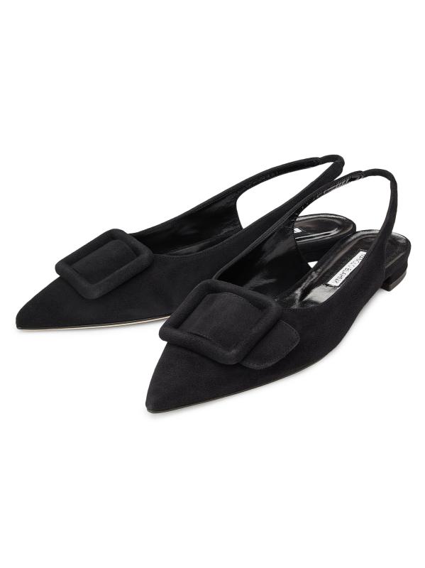 美品■MANLO BLAHNIK 【23.5】サテン リボンブラックサンダル MANOLO BLAHNIK 新品同様/ マノロブラニク SIMONA サテンリボン