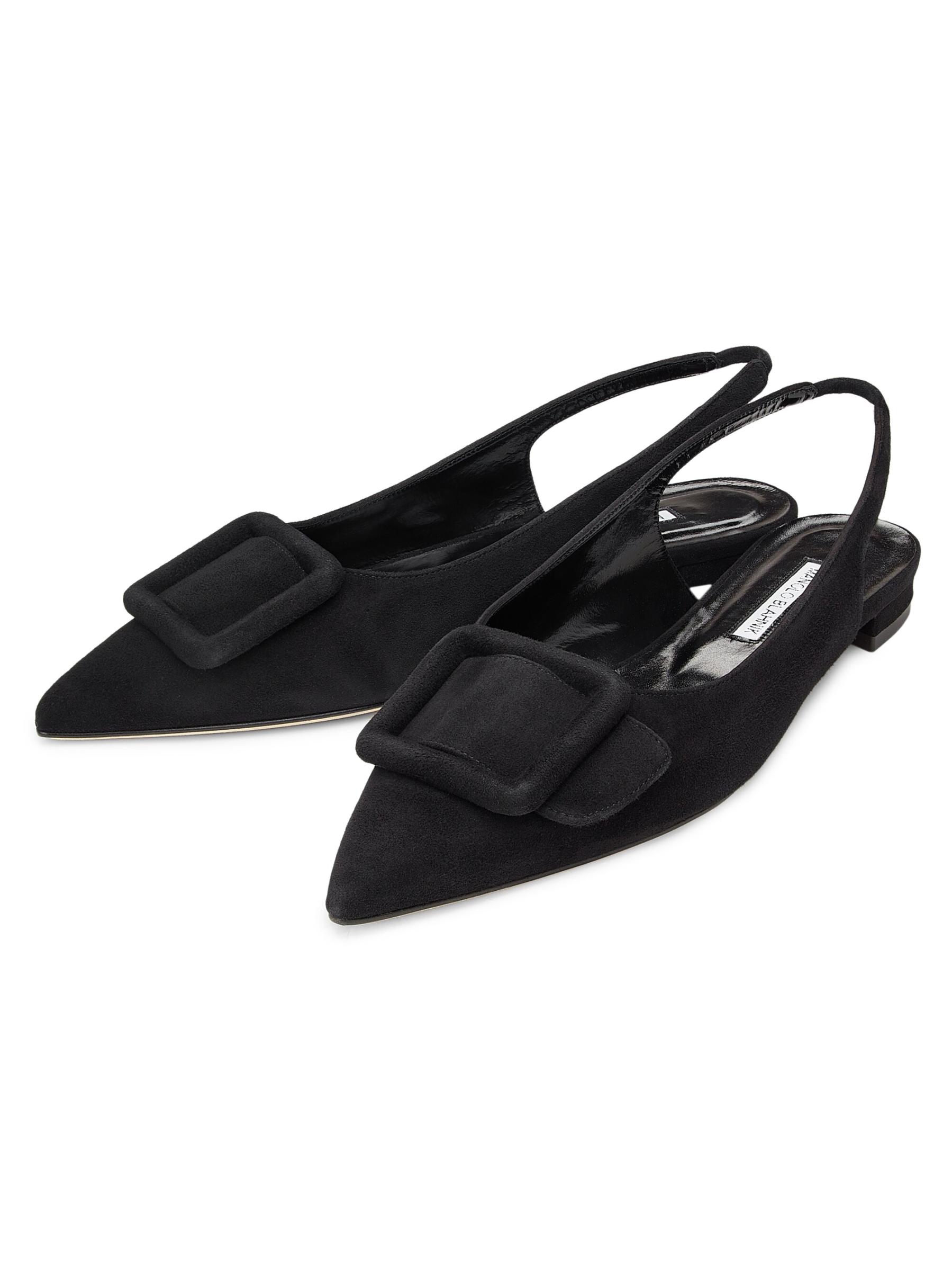 ブラック【Manolo Blahnik】『Maylura』スエードスリングバック Manolo Blahnik - マイルーラ・スエード・スリングバック