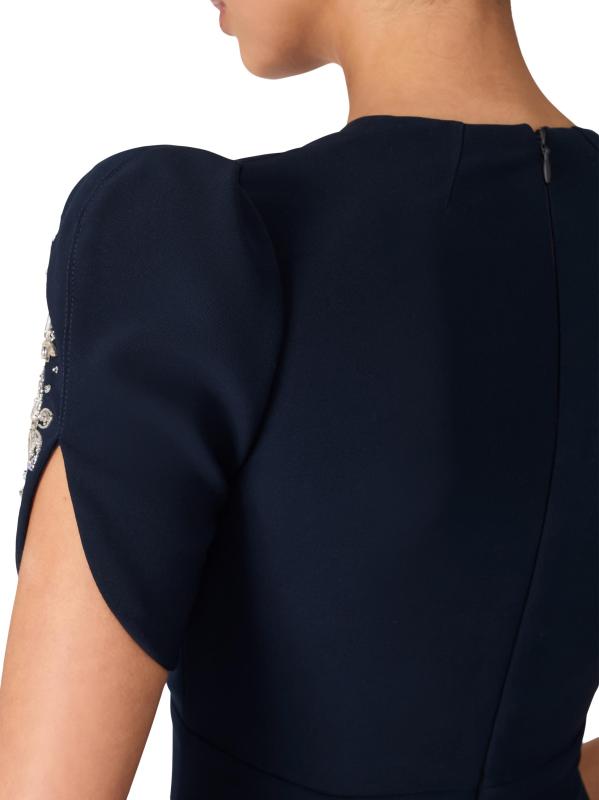 #5: فستان على شكل حرف A مزين بالكريستال برعم الورد - حبر