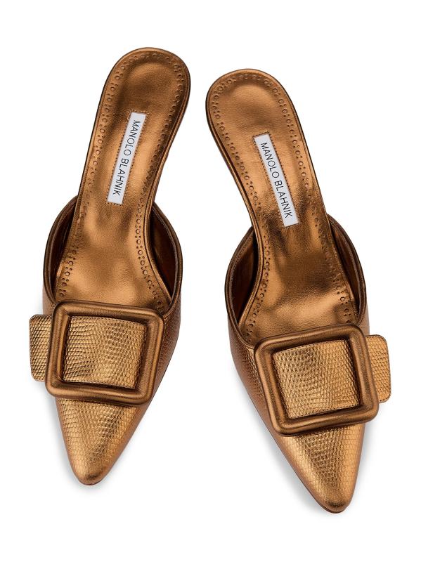 #4: بغال جلدية معدنية منقوشة على شكل ثعبان مقاس 50 مم من Maysalebi - برونز