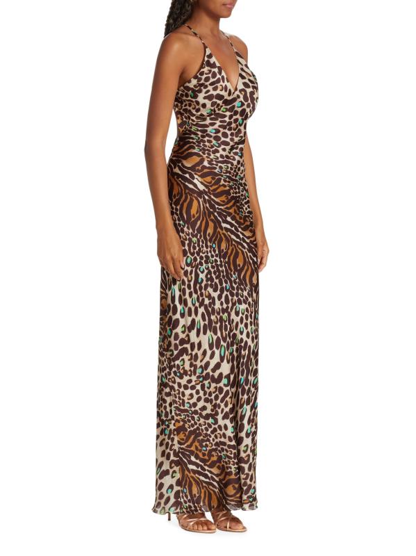#3: فستان Estela بتصميم عمودي بنقشة جلد الفهد - حيوان بني عاري