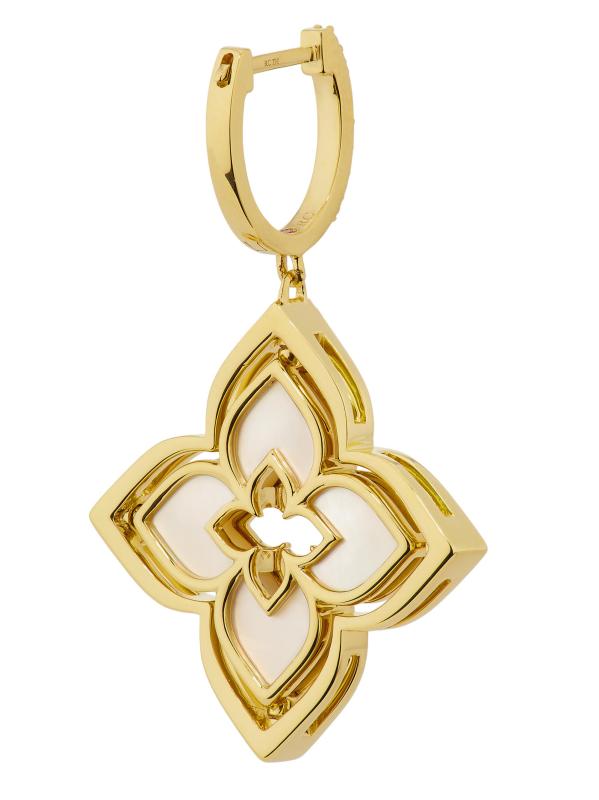 #6: أقراط الأميرة الفينيسية من الذهب الأصفر عيار 18 قيراطًا وعرق اللؤلؤ و0.19 TCW على شكل زهرة مرصعة بالألماس - أصفر + ذهبي