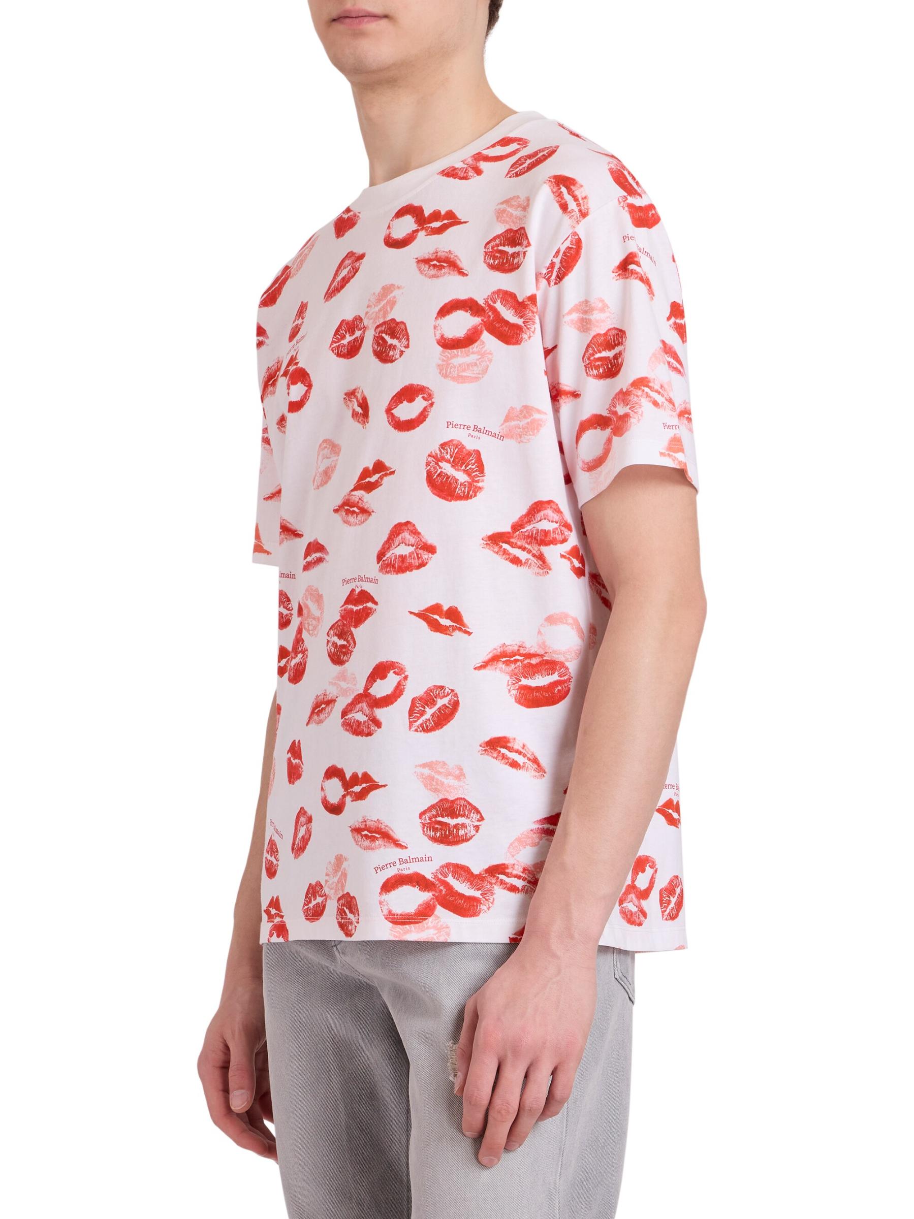 【関税＆送料込み】Balmain Kiss Cotton T-Shirt Short-sleeved T-shirt with Kiss print black - Women | BALMAIN