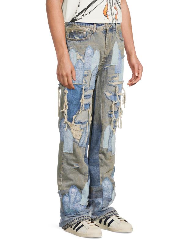 #3: بنطال جينز مريح مرمم - قماش جينز