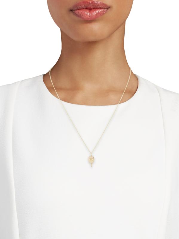 【Sydney Evan】ピックルボール14Kゴールドペンダントネックレス Shop Sydney Evan - 14K Yellow Gold & 0.01 TCW Diamond