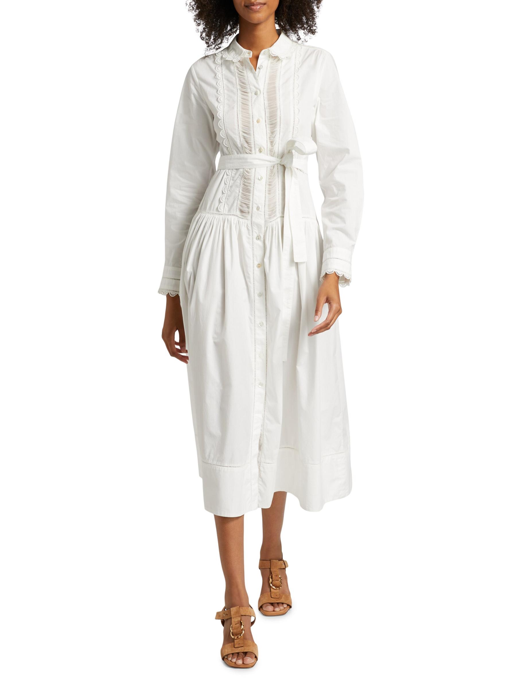 Shop Ulla Johnson - Ariane Tie-Waist Cotton Shirtdress