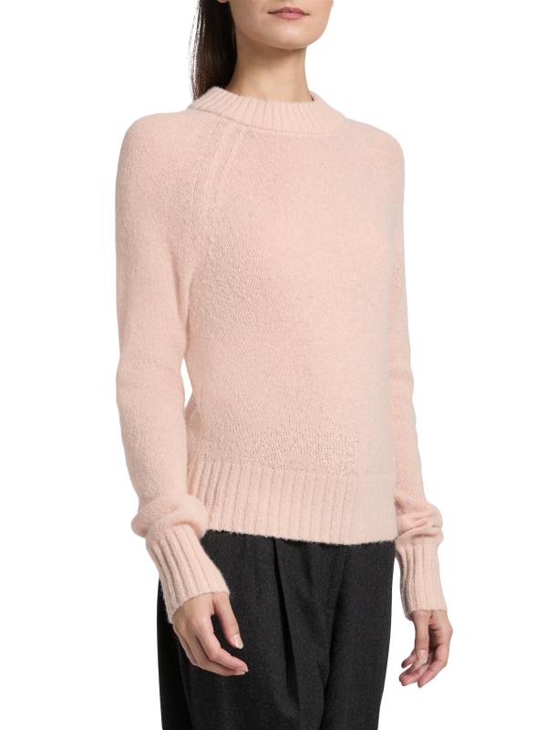 #3: سترة فرانكي ألباكا برقبة مستديرة من مزيج الألبكة - أحمر خدود وردي ناعم