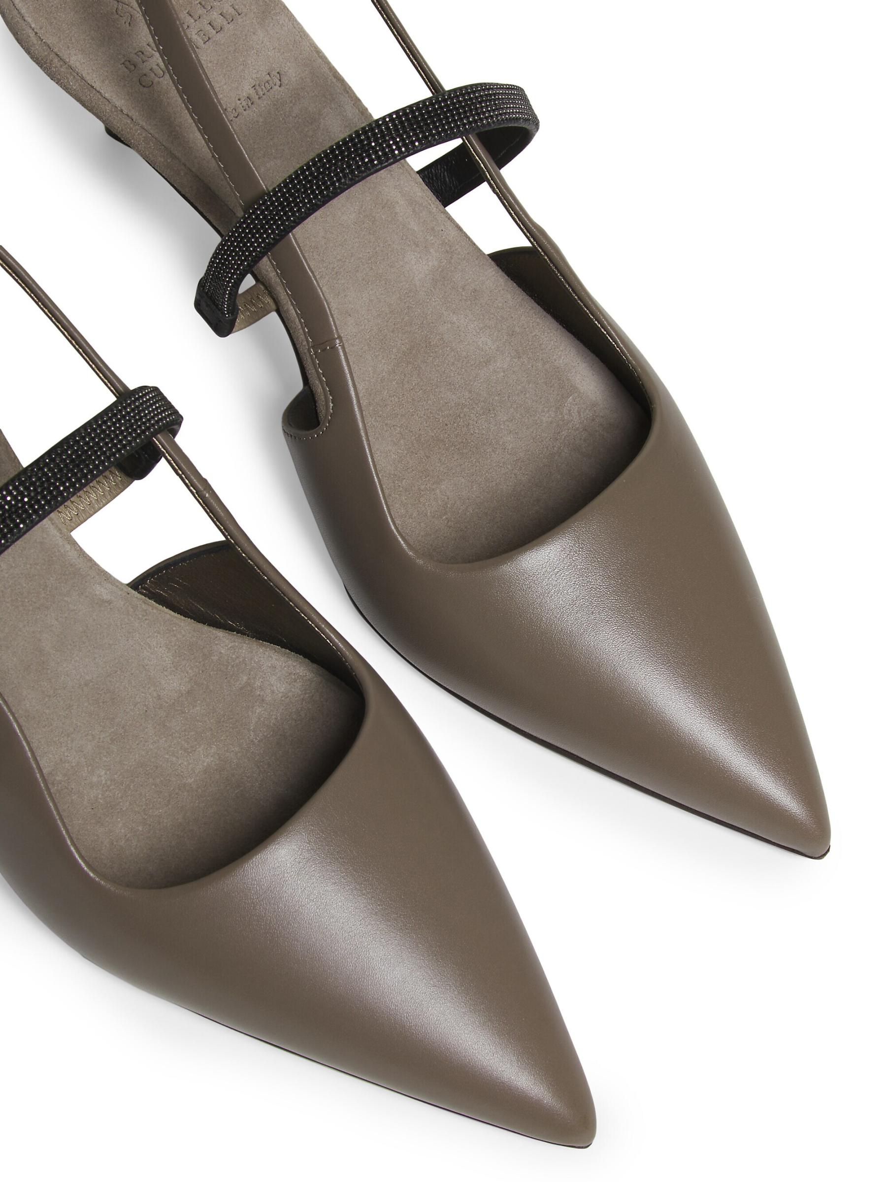 【関税&送料込】Brunello Cucinelli City Leather Slingback De Shop Brunello Cucinelli - 55MM Leather Slingbacks | Saks