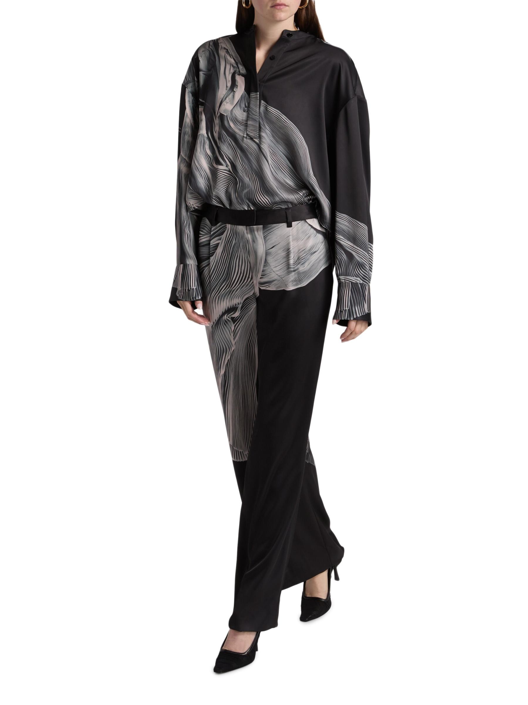 hiyo様ご売約品✨ワイズ　　黒 ペンギンパンツ レディース Jason Wu - プリントダブルフェイスサテンストレートレッグ