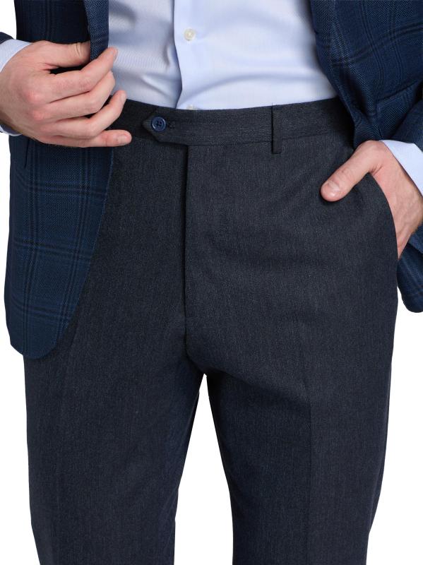 #5: بنطال من الصوف والقطن من الأمام مسطّح - أزرق متوسط صلب