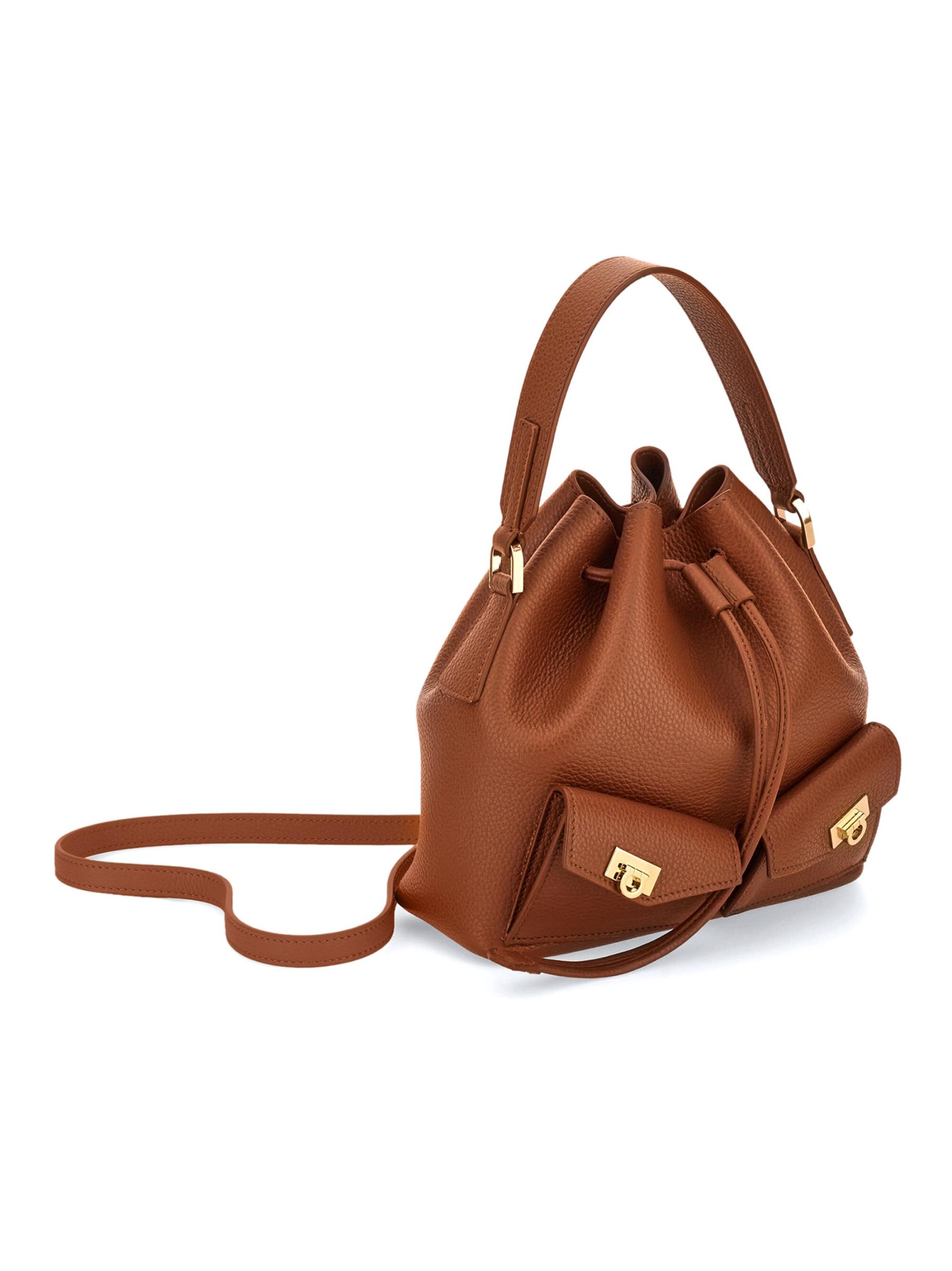 【FERRAGAMO】関税込☆バケットバッグ レザー ブラック Ferragamo バケットバッグ - 黒 - ブラック | 720947