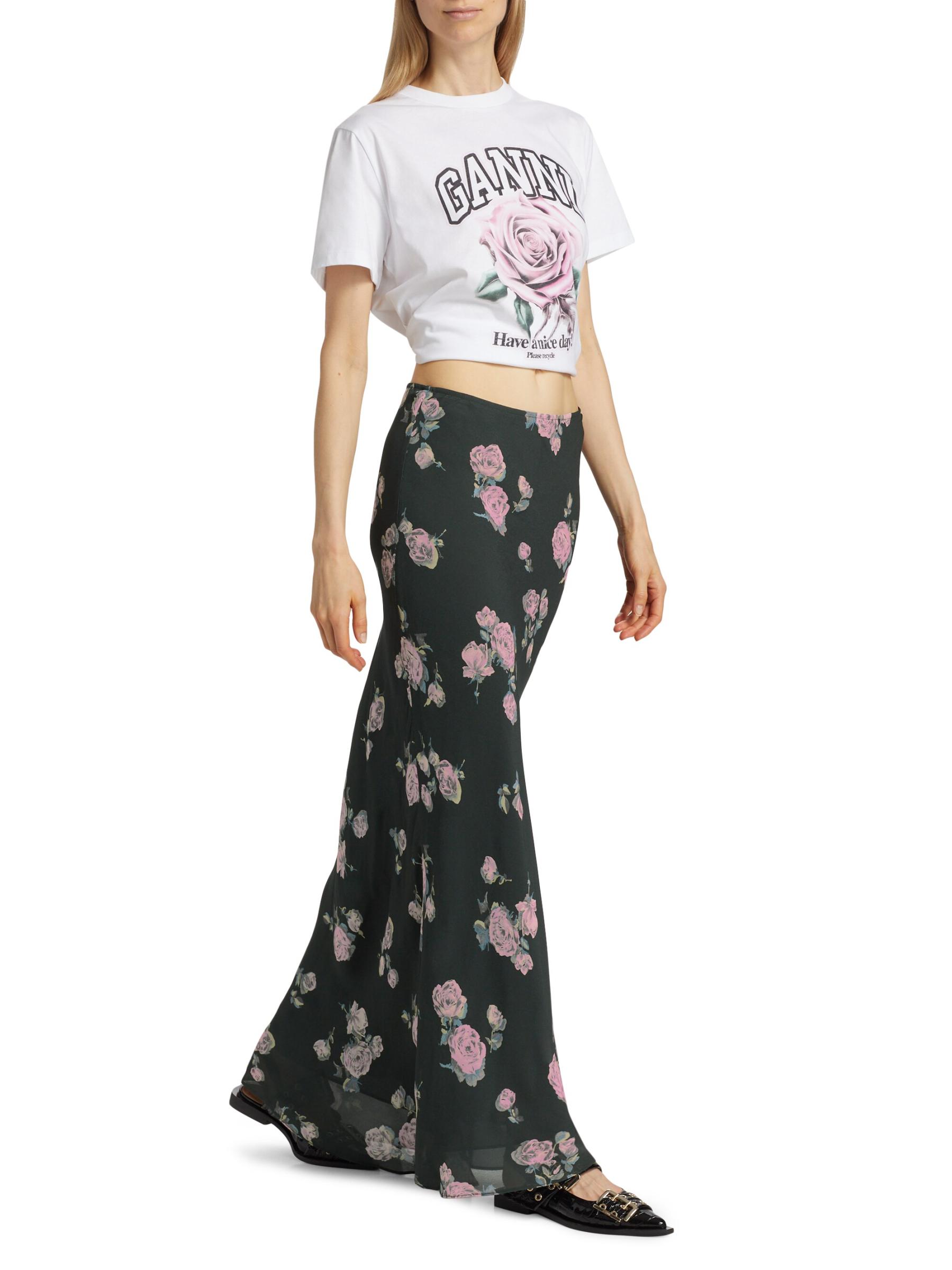*GANNI* フローラルクレープスカート GANNI - フローラルクレープマキシスカート をオンライン購入