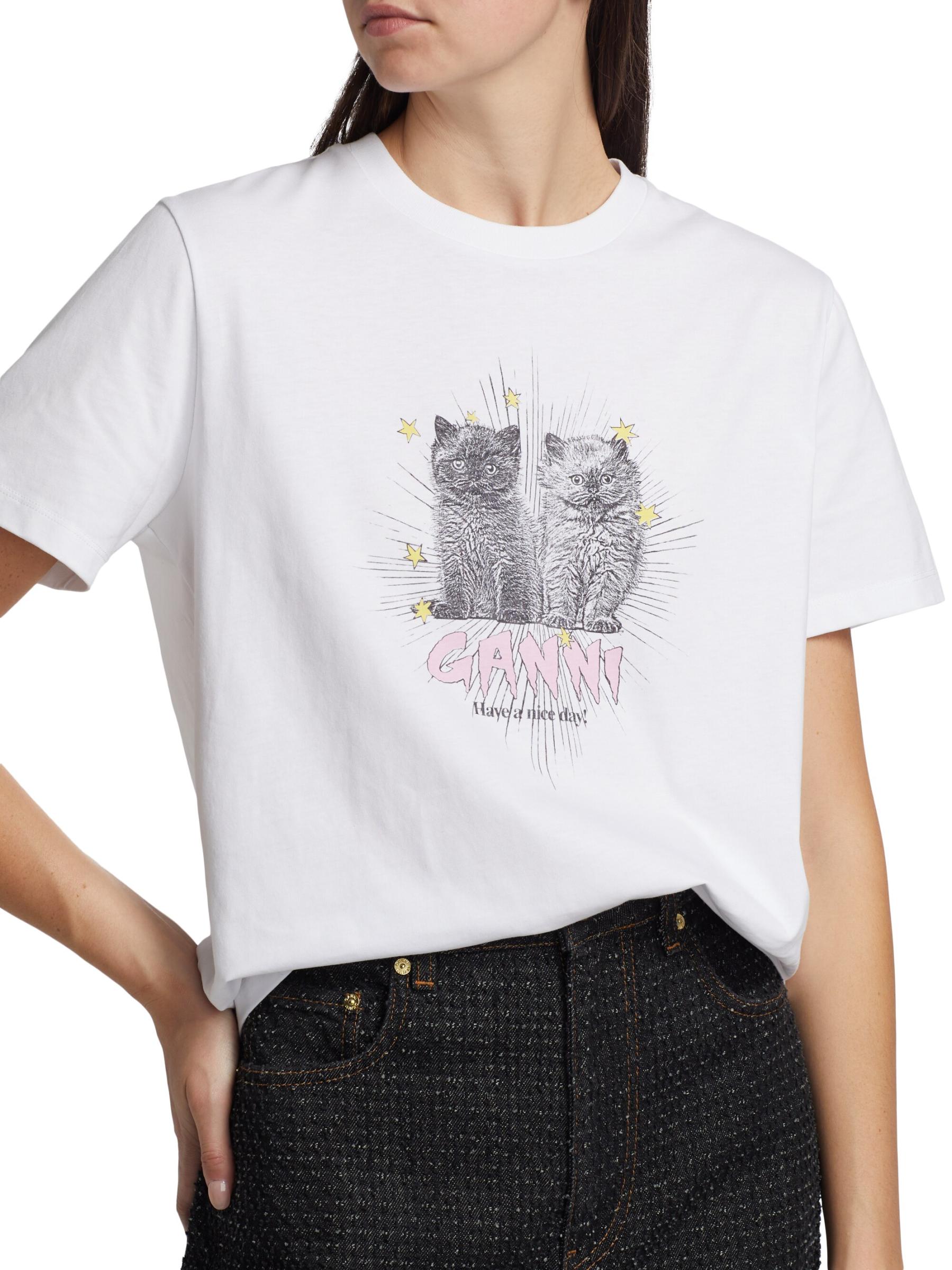関税送料込【Ganni】子猫Tシャツ GANNI - 子猫ロゴTシャツ をオンライン購入 | Saks Fifth Avenue