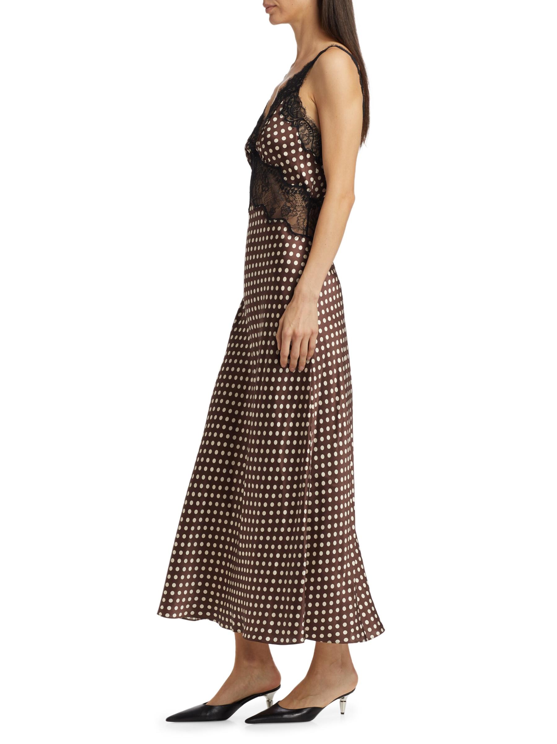 Shop Ronny Kobo - Holiday Polka Dot Lace-Trimmed Maxi Dress