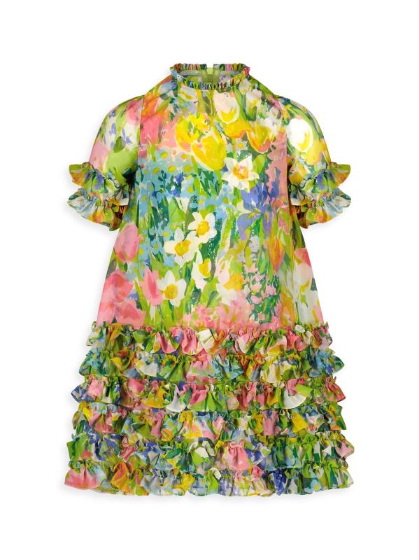Little Girl
s 
Girl
s Floral Print Chiffon Dress