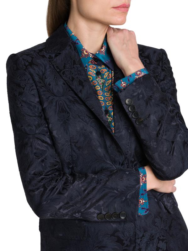 ETRO フラワーボタン コート ブラック ウール 4ボタン ショートコート | Brooks Brothers Japan