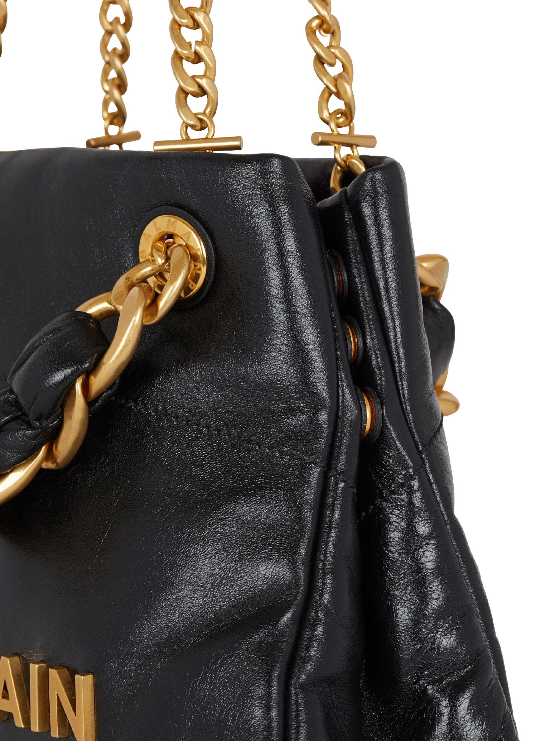 【Balmain】 バルマン 1945 ソフトカバスリンクルレザーバッグ Cabas 1945 Soft Small black black - Women | BALMAIN