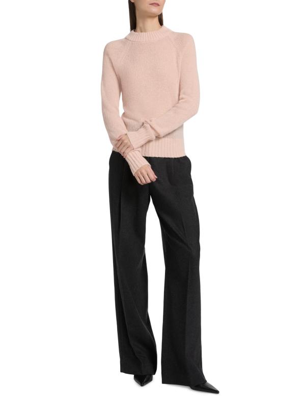 #7: سترة فرانكي ألباكا برقبة مستديرة من مزيج الألبكة - أحمر خدود وردي ناعم