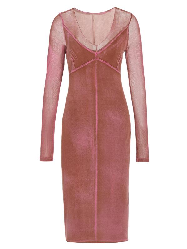 فستان متوسط الطول من القطن الخشخاش