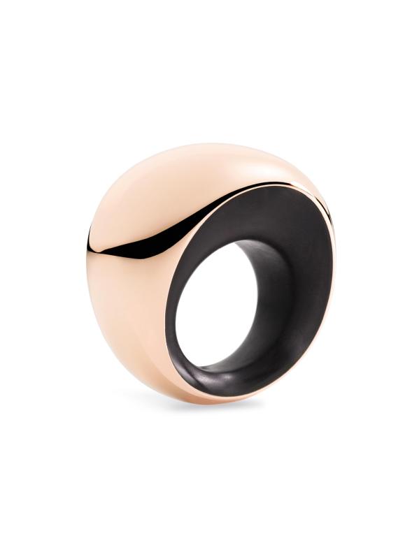 خاتم بيرويت من الذهب الوردي عيار 18 قيراطًا وخاتم جيت وألماس 0.01 TCW