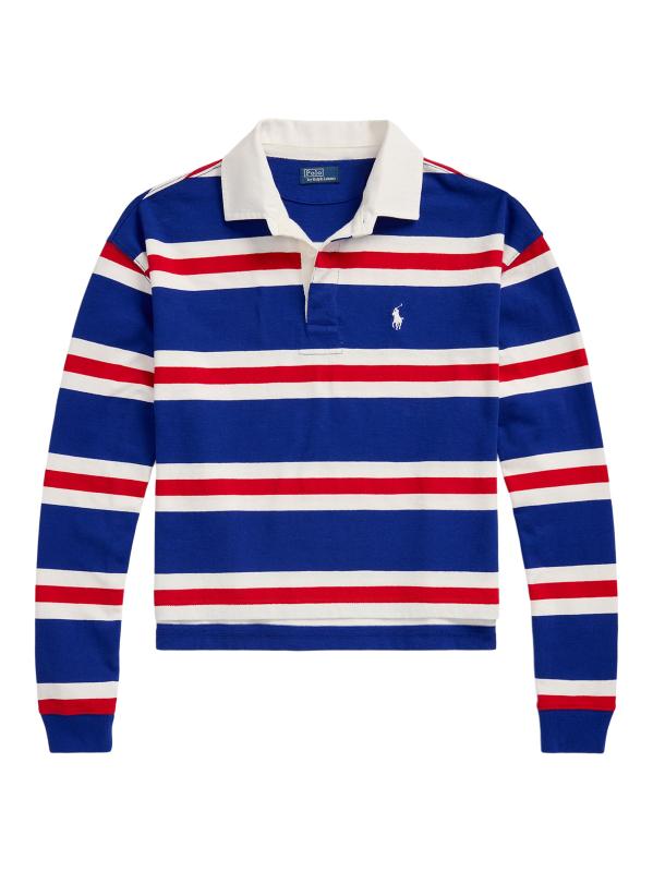 ★★POLO RALPH LAUREN★★ W Stripe Crop Jersey Rugby Shirt G Striped Cropped Jersey Rugby Shirt