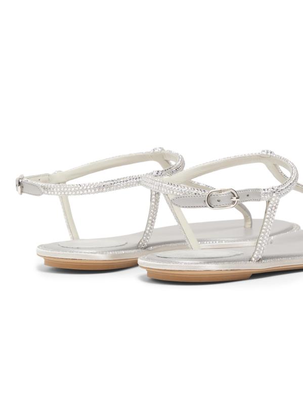 #3: صندل ديانا الحريري المسطح بحزام كريستالي - فضي ساتان رمادي
