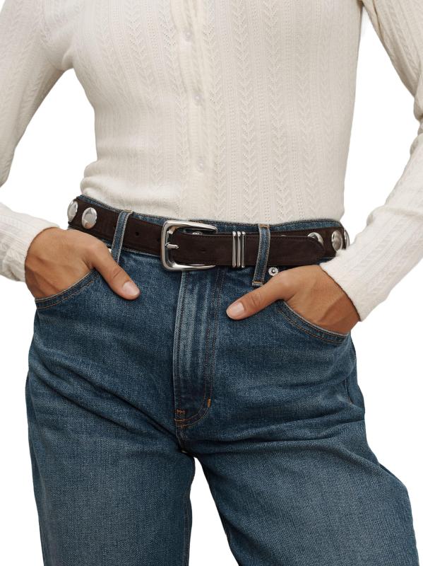 #2: حزام من الجلد المدبوغ مرصع بقوس - إسبريسو