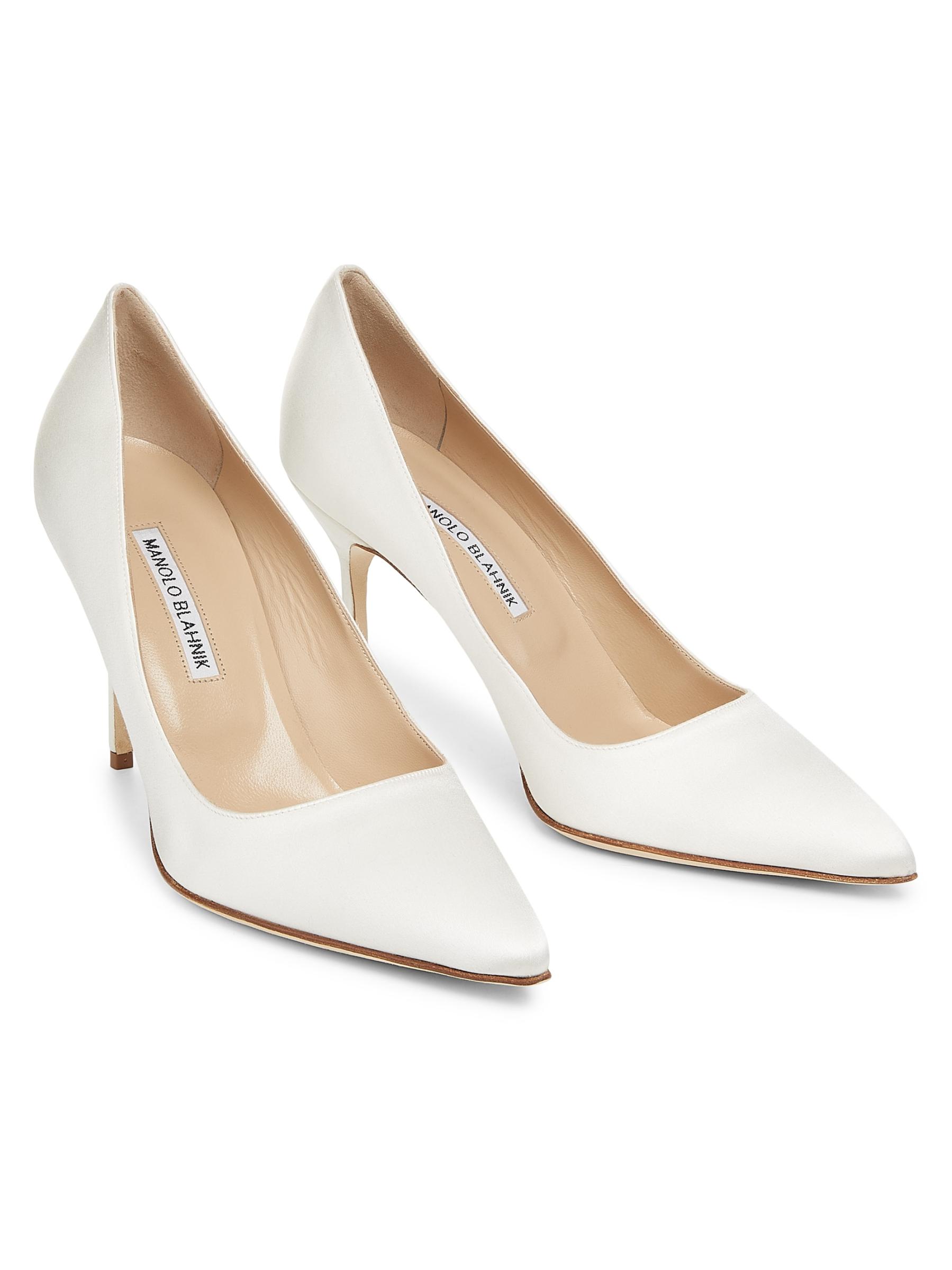 【1回短時間使用】MANOLO BLAHNIK ホワイトパンプス 低ヒール Manolo Blahnik - BB 90MM サテン・パンプス をオンライン購入