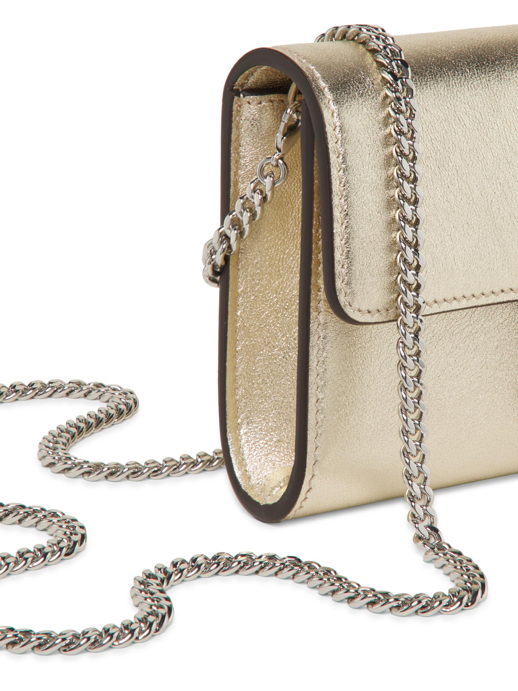 ★新作★【JIMMY CHOO】Bingウォレットチェーン Jimmy Choo Bing Metallic Leather Chain Wallet | Saks Fifth