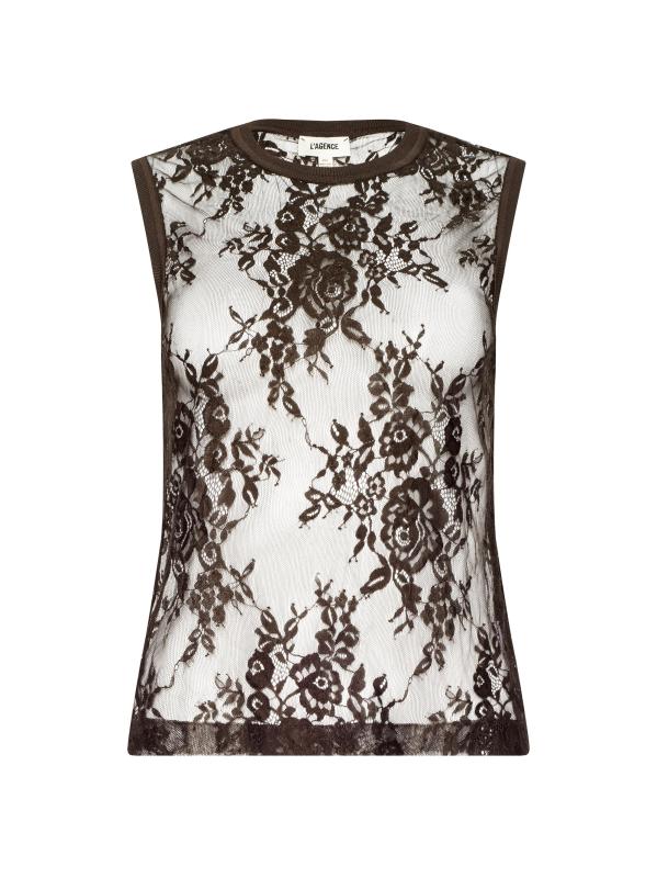 بلوزة بدون أكمام من الدانتيل الشفاف من براكسس