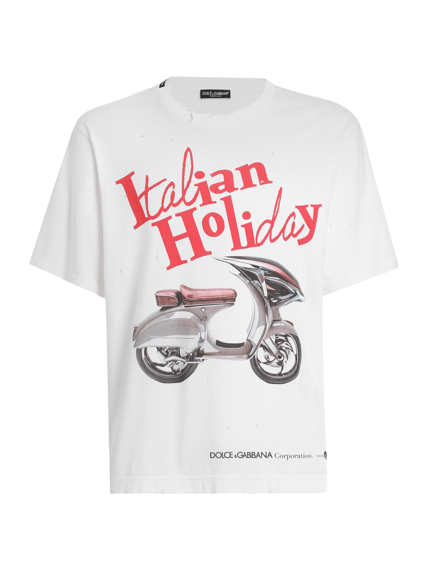 【関税込み】Dolce&Gabbana ホワイト 'Italian Holiday' Tシャツ Shop DOLCE&GABBANA - Italian Holiday Vespa T-Shirt | Saks