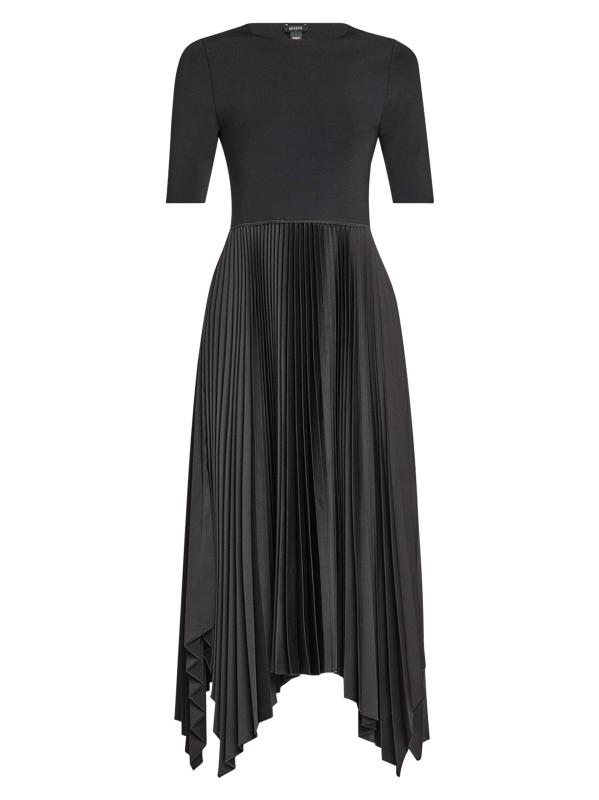 فستان متوسط الطول بطيات دارنو