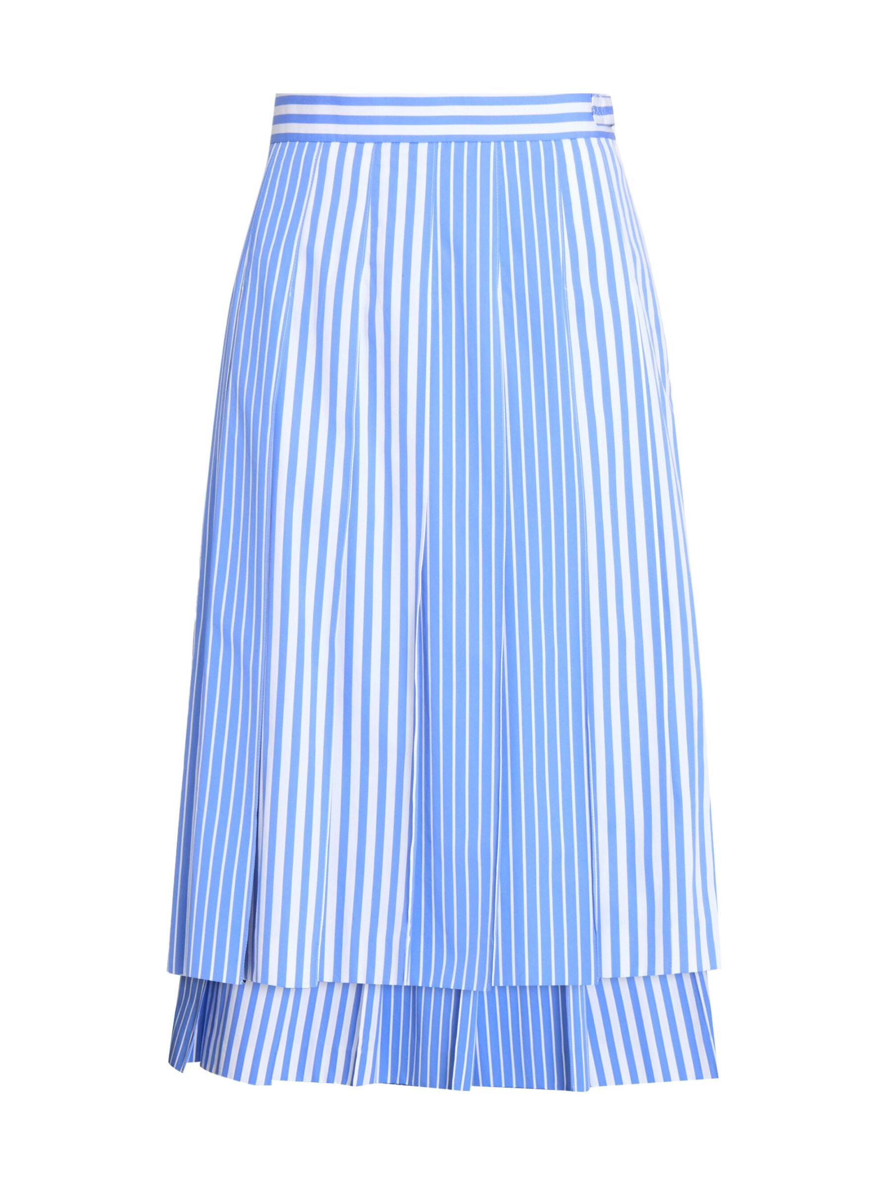 THOM BROWNE コットンポプリン ワンピース ストライプ プリーツ THOM BROWNE コットンポプリン ミディシャツワンピース