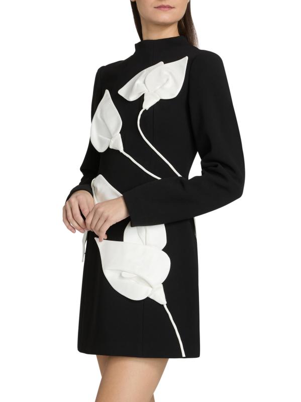 #3: فستان قصير بأكمام طويلة مزين بالزهور من Kadence - أسود وعاجيي