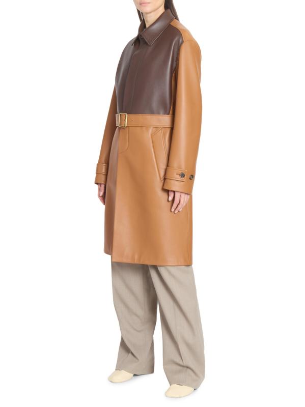 #3: معطف بحزام من الجلد الملون - أسمر